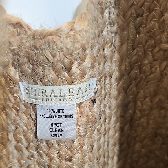 Natural Woven Tote with Black Embroidery - Picture 6 of 7